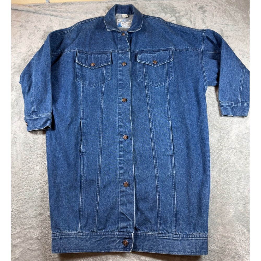 Vtg 80s Belma Denim Chore Coat Long Jacket 100% Cotton Made in Pakistan M